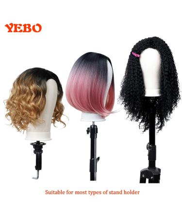 YEBO 21 Inch Polyurethane Canvas Block Head Wig Display with Stand - White - Buy Online on GoSupps.com