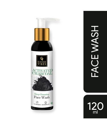 Good Vibes Activated Charcoal Face Wash | Deep Cleansing Formula for All Skin Types | Acne Control & Sebum Reduction | Paraben & Mineral Oil Free | 120 ml - Buy Online on GoSupps.com