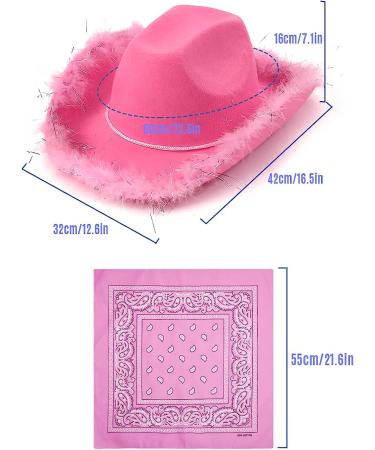 YBHOMINE Cowboy Hat with Bandana | White Feather Boa Cowgirl Hat for Women & Men - Perfect for Bachelorette Party & Halloween Dress-Up - Buy Online on GoSupps.com