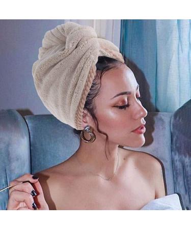 Buy Iyou Twist Hair Dry Towels - Gray Microfiber Fast-Dry Hair Turban Wrap (Pack of 2) for Women & Girls | Absorbent Bathroom & Salon Hair Towel - Buy Online on GoSupps.com
