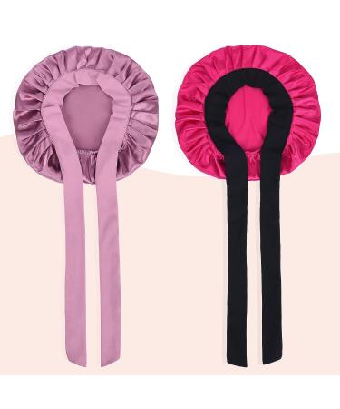 2 PCS Toddler Silk Bonnet for Kids - Purple Sleeping Cap for Curly Natural Hair - Buy Online on GoSupps.com