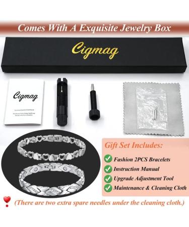 Buy Cigmag Lymphatic Drainage Magnetic Jewelry for Women - Adjustable Titanium Steel with Gift Box (Silver Crystal & Love) - Buy Online on GoSupps.com
