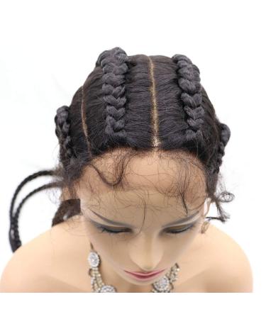 Buy Rainahair 1B Wig with Black Braids - 76.2 cm Heat-Resistant Synthetic Wig for Women | Baby Hair & Pointed Strands - Buy Online on GoSupps.com