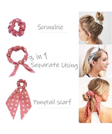 Chic 10Pcs Chiffon Hair Scarf Scrunchies for Women & Girls - Solid Colors & Dots - Buy Online on GoSupps.com