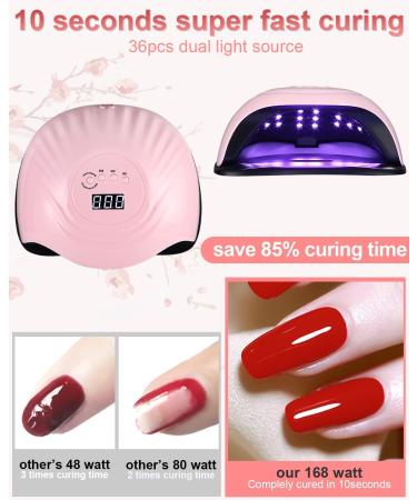 Birshe Geln gel Lamp UV LED 168W - Professional Portable Nail Dryer with Timer & LCD Display | Gel Nail Polish Drying - Playful Pink - Buy Online on GoSupps.com
