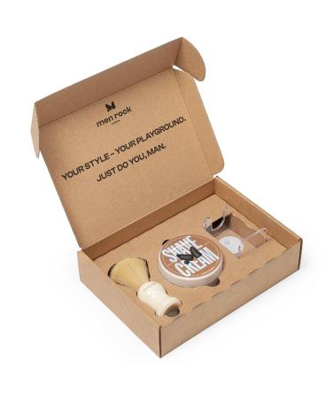 Men Rock The Life Shaver Sandalwood Shaving Set - Shaving Cream Brush & Holder for Ultimate Shave Experience - Buy Online on GoSupps.com