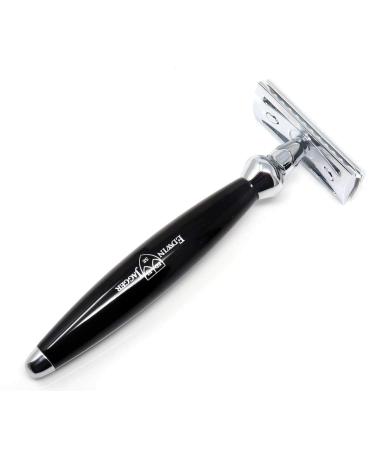 Edwin Jagger Bulbous DE Razor - Premium Black Safety & Double Edge Wet Shaving Razor for Men - Buy Online on GoSupps.com