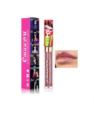 Matte Metallic Lip Gloss Long Lasting Waterproof Not Stick Cup Diamond Shimmer Fashion Liquid Lipstick Makeup for Women Girls 0.03 Fl Oz (Pack of 1) Q