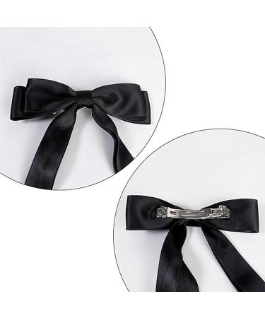 Sweet satin double layered bow long ribbon princess spring clip long ribbon girl hair accessory. - Buy Online on GoSupps.com