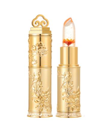 Miaritick Crystal Flower Lipstick Color Changing Jelly Flower Lip Balm  Jelly Flower Crystal Magic Lipstick  Long Lasting Nutritious Lip Balm  Ideal Gift For Mother's Day (Orange)
