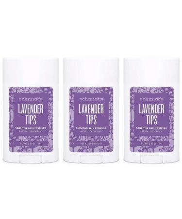 Schmidt's Lavender Tips Aluminum-Free Natural Deodorant Stick for Sensitive Skin 2.65 oz (3 Pack)