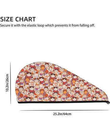 Hair Towel Wrap with Button - Quick Drying Towel Turban for Hair | Maneki-Neko Cats Design - Shop Now - Buy Online on GoSupps.com