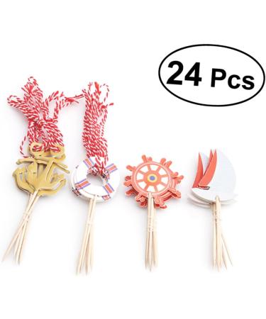 TIDTALEO 24pcs nautical cupcake toppers birthday nautical topper nautical cake topper nautical theme party picks nautical cupcake picks ocean sailboat - Buy Online on GoSupps.com