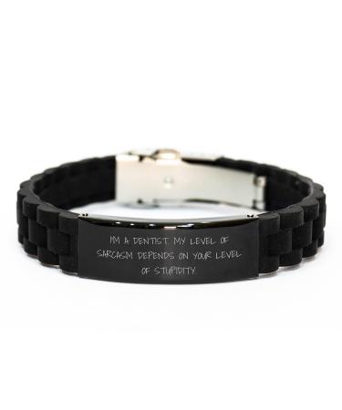 GIFTVILLE & SURPRISE Funny Dentist Gifts from Friends for Men - Glide lock Clasp Bracelet Sarcasm Depends on Stupidity - Christmas Unique