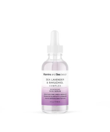 Renewing Skin Serum with Sea Lavender & Bakuchiol Anti-Aging Firming and Smoothing Collagen Boosting Face Serum for Fine Lines and Wrinkles 2 fl oz