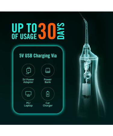 LF Water Dental Flosser with 6 Jet Tips | 4 Modes Cordless Water Picks for Teeth Cleaning | IPX7 Waterproof Rechargeable Oral Irrigator for Home & Travel - Black - Buy Online on GoSupps.com