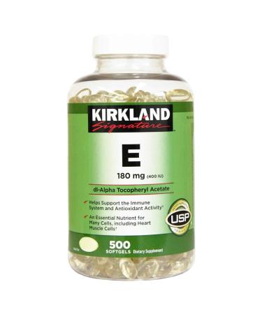 Kirkland Signature Vitamin E 400 I. U. 500 Softgels Per Bottle 500 Count (Pack of 1)
