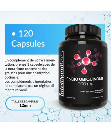 Intelligent Labs CoQ10 Ubiquinone Capsules 200mg | 120 Servings | Easy to Swallow Super Potent Capsules - Buy Online on GoSupps.com