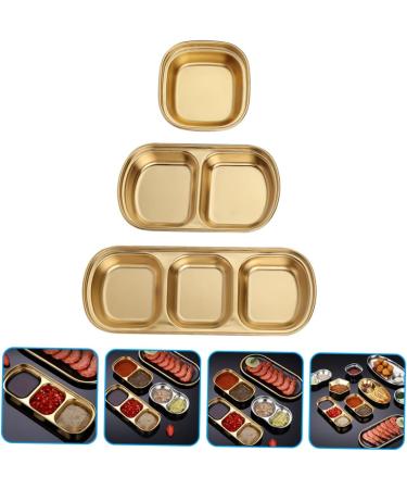 Milisten 3pcs Seasoning Dish Korean Seasoning Plate 304 Stainless Steel 20x8cm Gold - Buy Online on GoSupps.com