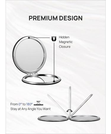 OMIRO Compact Mirror - Round PU, 1X/3X Magnification, Ultra-Portable for Purses and Travel - Black - Buy Online on GoSupps.com