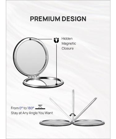 OMIRO 1X/10X Magnifying Compact Mirror with PU Leather - Ultra-Portable for Purses and Travel - Round Black - Buy Online on GoSupps.com