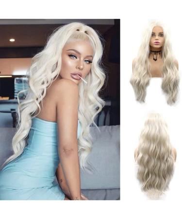 Xiweiya Platinum Blonde Long Wave Synthetic Wig - 26 Inches Natural Hairline Heat Resistant Soft Hair Ideal for International Shipping - Buy Online on GoSupps.com