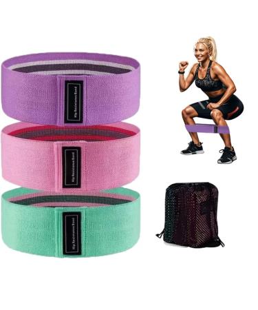 Resistance Bands for Working Out Stretch Bands for Booty Exercise Bands for Legs Women Booty Stretch Bands 3 Level Non-Slip Bands for Home and Gym Workout Yoga Pilates Purple Pink Green