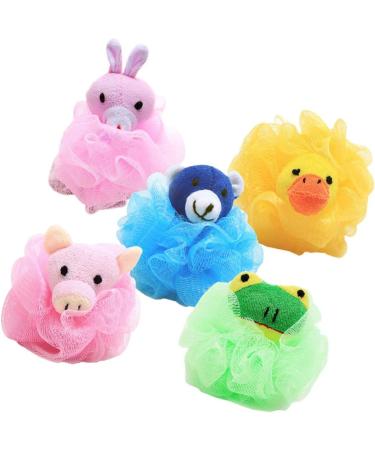 NUOBESTY Kids Cartoon Animal Bath Shower Sponge Scrubber - 4pcs (Random Style) | Children Toddler Bathroom Supplies - Buy Online on GoSupps.com