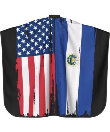 USA El Salvador Flag Barber Cape | Professional Waterproof Hair Cutting Apron - 55x66 for Stylists & Home Use - Buy Online on GoSupps.com