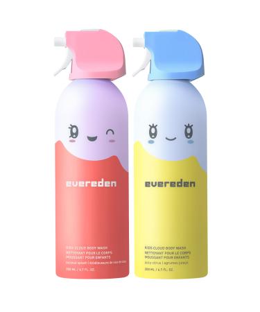 Evereden Kids Cloud Body Wash Duo - Gentle Nourishing Toddler Body Wash for Delicate Skin Coconut Splash & Juicy Citrus Scents Creamy Hydrating Formula 2 Pack (6.7 fl oz Each)