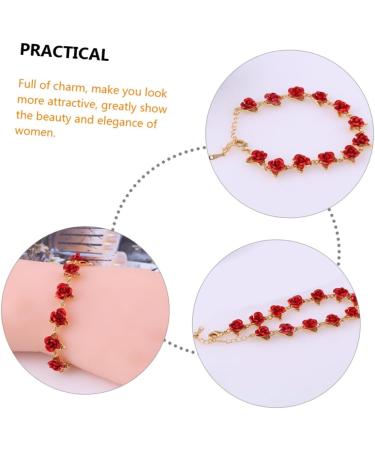 CHILDWEET Rose Bracelet Wristbands Bracelets Red Decor Rose Decor Women Jewelry Accessories Miss Alloy Fashion - Buy Online on GoSupps.com