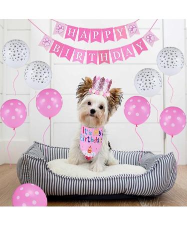 Dog Birthday Bandana Hat Banner Set | Pink Dog Party Decorations & Accessories for Boys & Girls - Buy Online on GoSupps.com