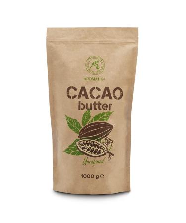 Cocoa Butter - 1 kg / 1000 g - Theobroma Cocoa - Raw and Natural - Cold Pressed - Raw Cocoa for Cooking and Beauty Care - Raw Food - Superfood