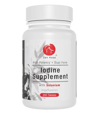 Zen Haus Iodine Supplement 12.5 mg with Selenium (as Selenomethionine) and More - 200 Tablets - Thyroid Plus Immune Support - High Potency Iodine Tablets - Compare to Lugols Iodine Pills - Buy Online on GoSupps.com