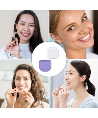Prosthetic Travel Case - 2PCs Denture Box & Retainer Storage | Purple & White Braces Container - Buy Online on GoSupps.com
