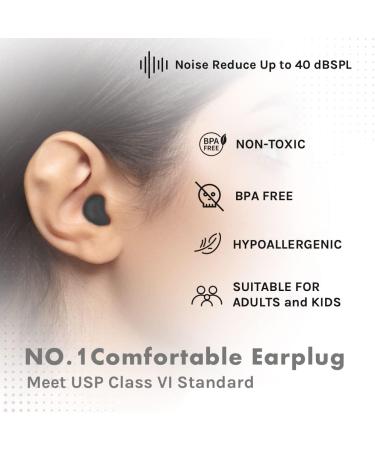 Acousdea Reusable Moldable Silicone Ear Plugs for Sleeping - Waterproof Noise Cancelling (40 dB) - 3 Pairs Black with Carry Case - Ideal for Snoring Swimming Working Studying - Buy Online on GoSupps.com