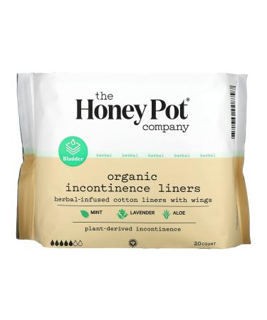 The Honey Pot Company  Herbal-Infused Cotton Liners With Wings Organic Incontinence Liners 20 Count