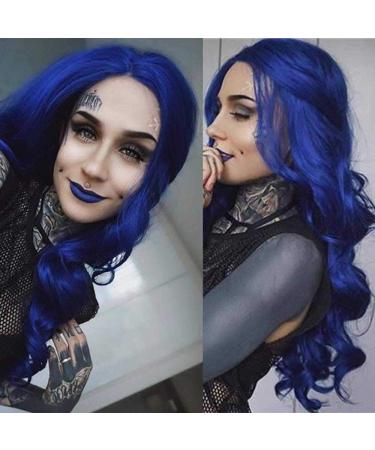 Xiweiya Blue Wig for Women | Heat-Resistant Synthetic Lace Front Long Cosplay Wig | Corrugated Style - Buy Online on GoSupps.com