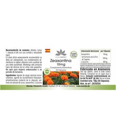 Zeaxanthin 10mg - 30 capsules - Vegan - 50mg of tagete extract | Warnke Vitalstoffe - Quality from German pharmacies - Buy Online on GoSupps.com