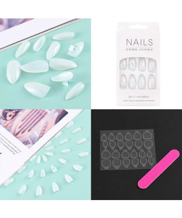 Sethexy Shiny Stilettos - Medium False Nails with Sparkle Butterfly Design | 24 pcs Acrylic Press-On Nails for Women & Girls - Buy Online on GoSupps.com