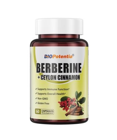 Berberine Supplement - Berberine 500mg with Ceylon Cinnamon Enhanced Absorption Fomula for Immune System & Metabolic Support Supplement | Non-GMO - 60 Capsules 60 Count (Pack of 1)