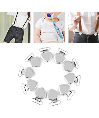 10Pcs Heart Shaped Suspender Clips for Baby Teething Toys and Blankets - Silver Holder Braces - Buy Online on GoSupps.com