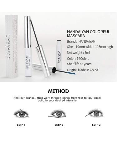 Allbestaye Colorful Waterproof Mascara - Fine Brush Long-lasting Green Black & White Eyelashes - Buy Online on GoSupps.com