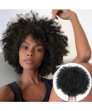 BECUS Afro Curly Wigs for Black Women Heat Resistant Brazilian Remy Human Hair Wigs(8 inches Natural Spiral Black 1B) A-Natural Spiral