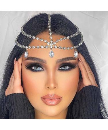 Yalice Rhinestone Layered Head Chain - Sparkly Bridal Headpieces for Women and Girls (Silver) - Buy Online on GoSupps.com