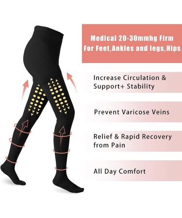 4 Pairs Compression Pantyhose 20-30mmHg for Women - Firm Support Stockings for Swelling, Varicose Veins, Edema & Pregnancy - Buy Online on GoSupps.com