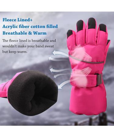 Xiaoohawang Children's Ski Gloves - Waterproof Windproof Non-Slip Reflective - Warm Mottling Design for Ages 4-6 (Pink/Red) - Buy Online on GoSupps.com