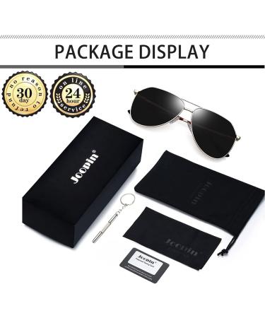 Joopin Polarised Sunglasses | Al-Mg Metal Frame Double Bridge Aviation Sunglasses | UV Protection for Men and Women | Driving Sun Glasses | B02 - Gold/Black - Buy Online on GoSupps.com