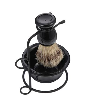 Minkissy 1 set of beard set Restaurant holder Shaping bowl shaving shaving racks made of metal shaving brushes and bowl shaving sets for men soap man hair hard stainless steel male 11.5x8.5cm black