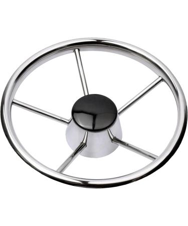 13-1/2 Stainless Steel 5 Spoke Boat Steering Wheel - Knurled Destroyer Style for Marine Yacht - Buy Online on GoSupps.com